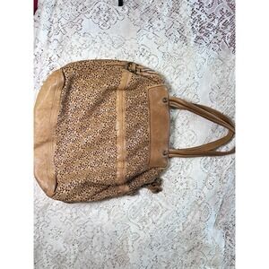 ERRELLEVENTIDUE Brown LEATHER PERFORATED Shoulder Bag MADE IN ITALY